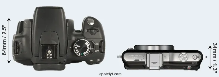 Compare 350D versus E-PM1 top