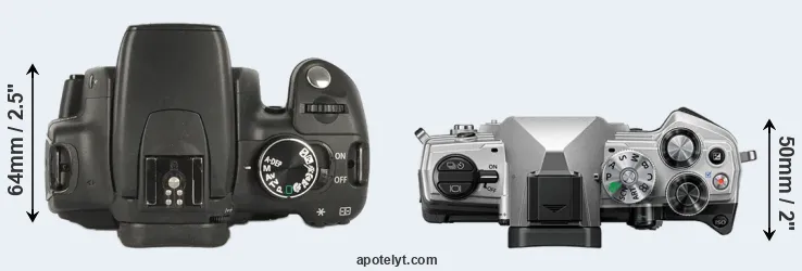 Compare 350D versus OM-5 top