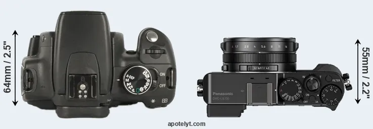 Compare 350D versus LX100 top