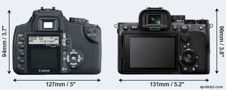 Comparison 350D or A7 IV rear