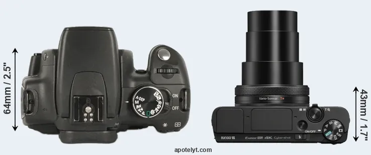 Compare 350D versus RX100 VII top