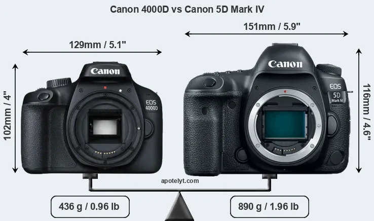 Size Canon 4000D vs Canon 5D Mark IV