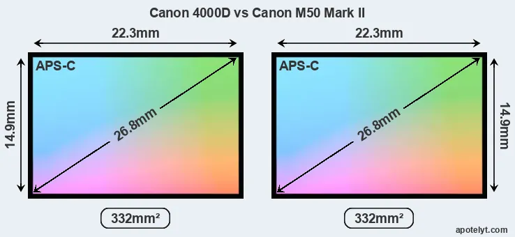 Canon 4000D and Canon M50 Mark II sensor measures