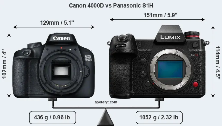 Size Canon 4000D vs Panasonic S1H