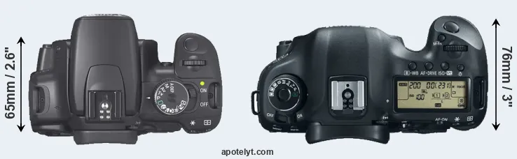 Compare 400D versus 5D Mark III top