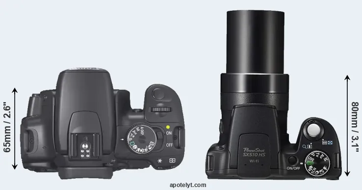 Compare 400D versus SX510 top