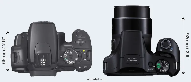 Compare 400D versus SX530 top