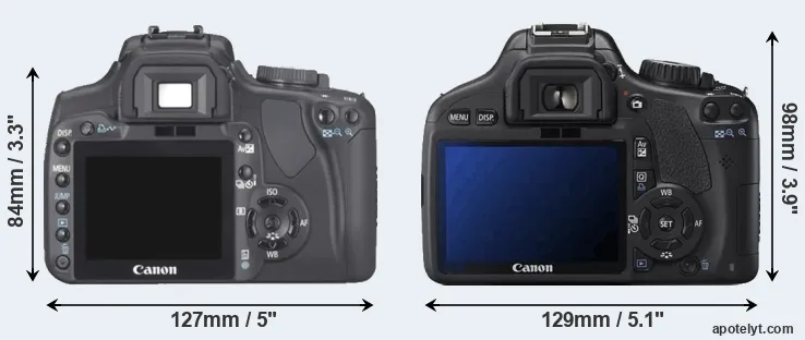 Comparison 400D or T2i rear