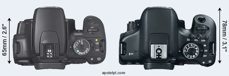 Compare 400D versus T6i top
