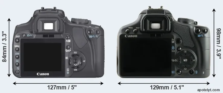 Comparison 400D or XSi rear