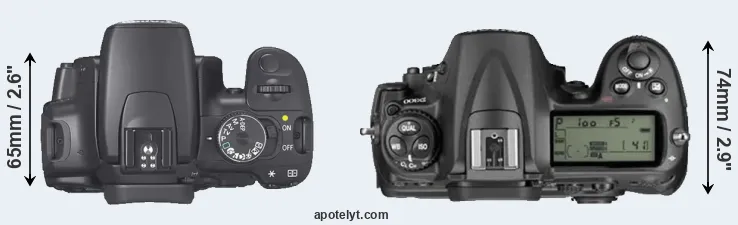 Compare 400D versus D300 top
