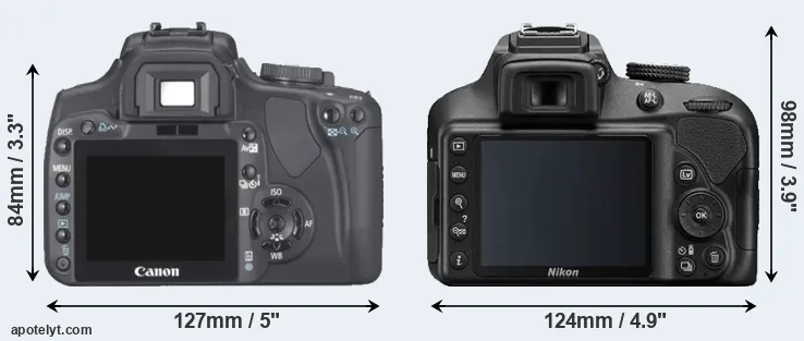 Comparison 400D or D3400 rear