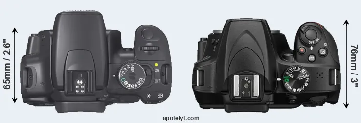 Compare 400D versus D3400 top
