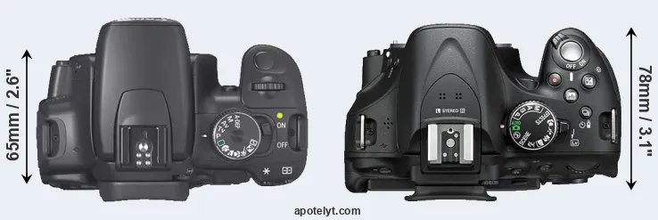 Compare 400D versus D5200 top