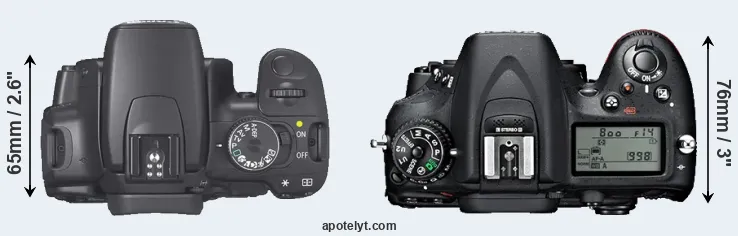 Compare 400D versus D7100 top