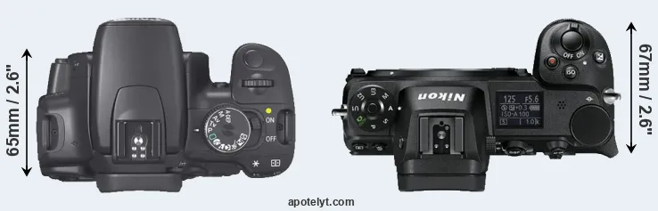 Compare 400D versus Z6 top
