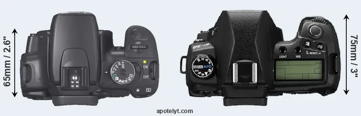 Compare 400D versus E-30 top