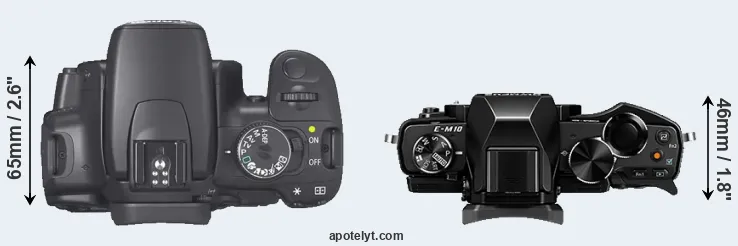 Compare 400D versus E-M10 top