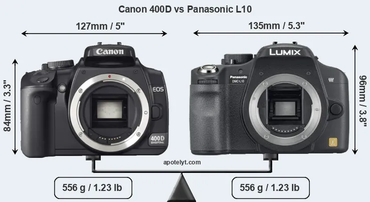 Size Canon 400D vs Panasonic L10