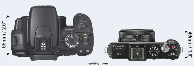 Compare 400D versus LX7 top