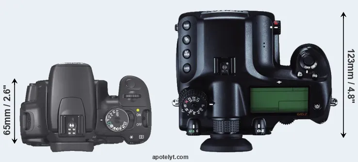 Compare 400D versus 645Z top