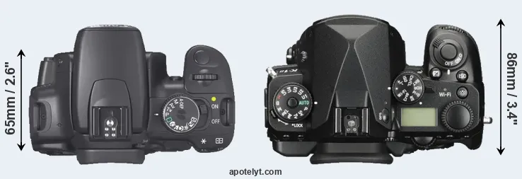 Compare 400D versus K-1 II top