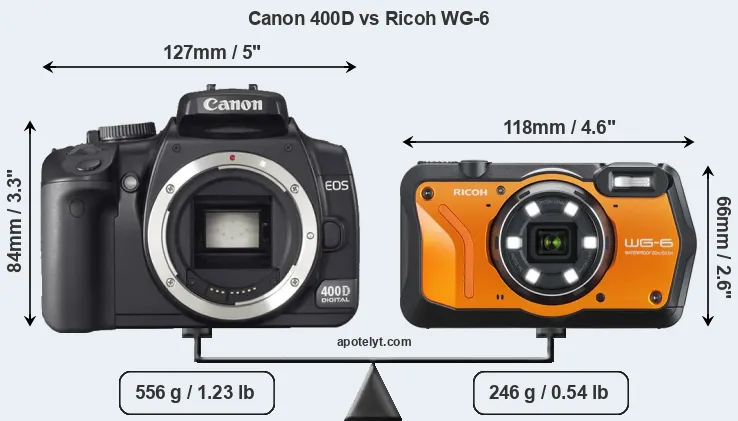 Size Canon 400D vs Ricoh WG-6