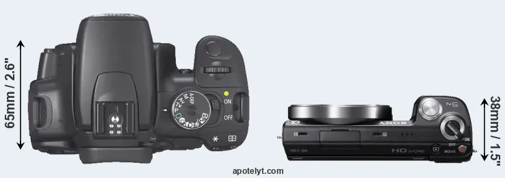 Compare 400D versus NEX-5N top