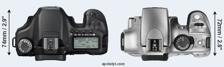 Compare 40D versus Rebel top