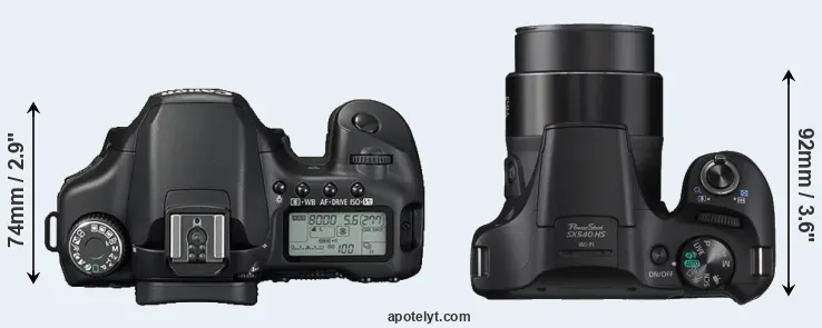 Compare 40D versus SX540 top