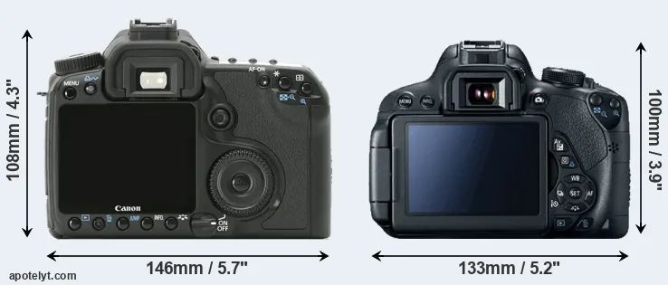 Comparison 40D or T5i rear