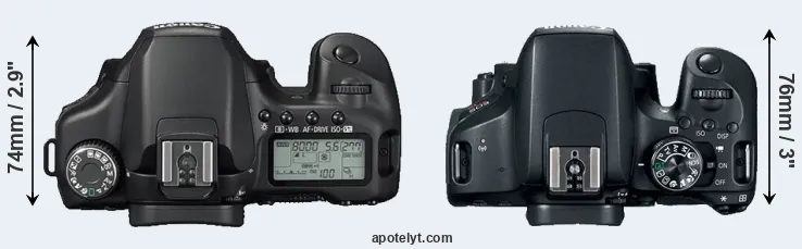 Compare 40D versus T7i top