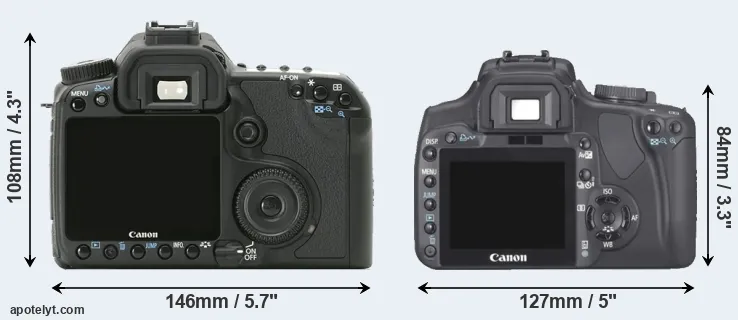 Comparison 40D or XTi rear