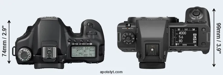 Compare 40D versus GFX 100 II top