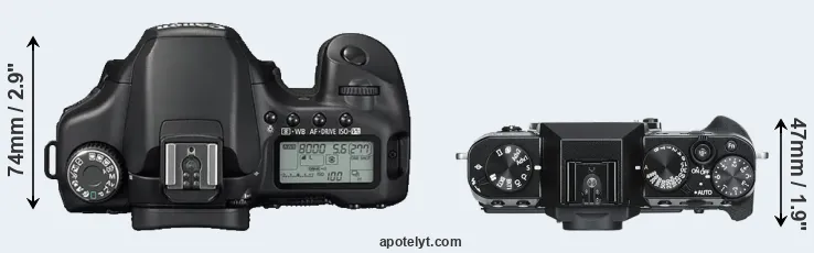 Compare 40D versus X-T30 top