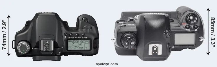 Compare 40D versus D1X top