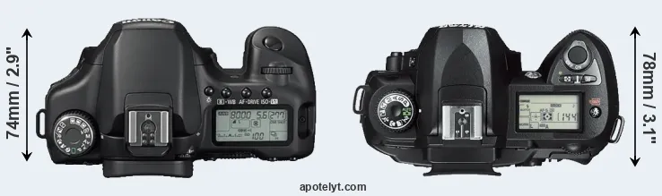 Compare 40D versus D70s top