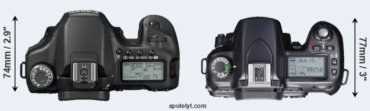 Compare 40D versus D80 top