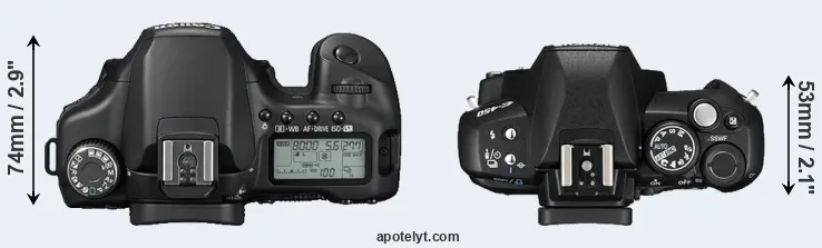 Compare 40D versus E-450 top
