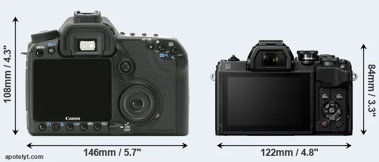 Comparison 40D or E-M10 IV rear