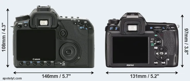 Comparison 40D or K-5 II rear