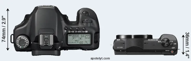 Compare 40D versus A5100 top