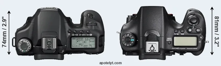 Compare 40D versus A77 II top