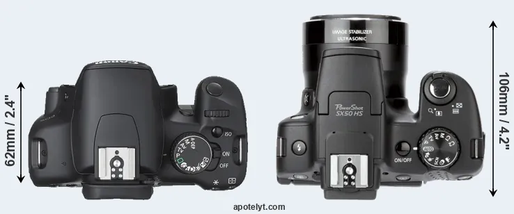 Compare 450D versus SX50 top