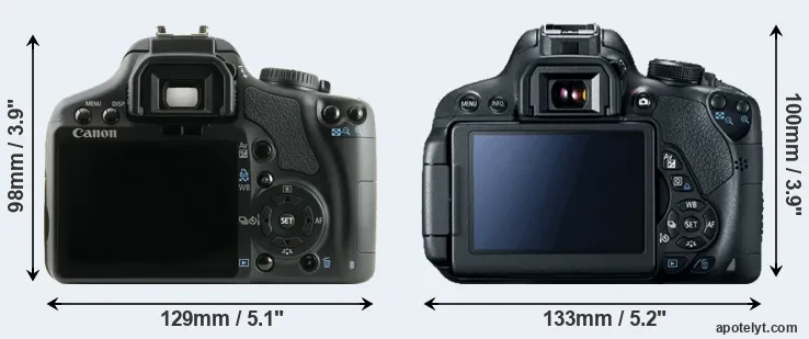 Comparison 450D or T5i rear
