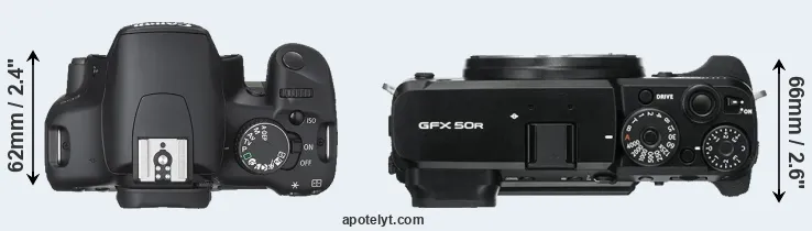 Compare 450D versus GFX 50R top
