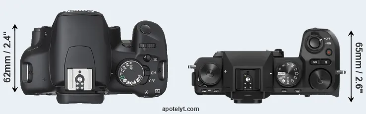 Compare 450D versus X-S20 top