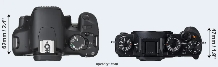 Compare 450D versus X-T1 top