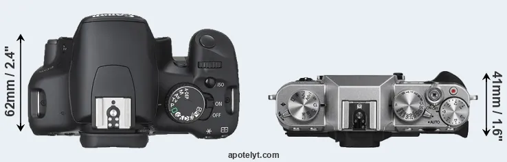 Compare 450D versus X-T10 top
