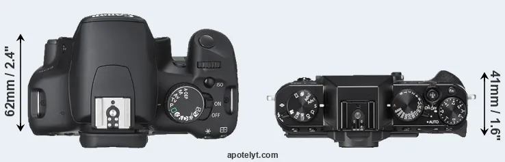 Compare 450D versus X-T20 top